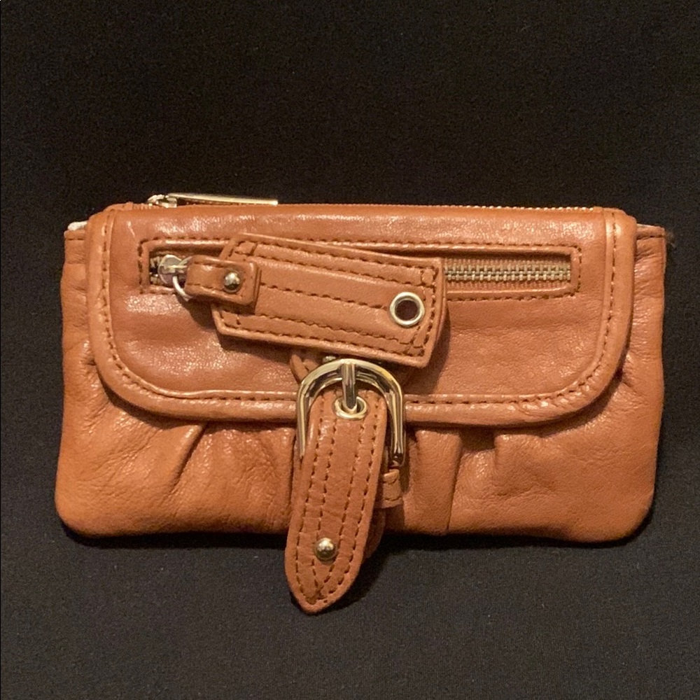 Junior Drake Genuine Leather Cashew Double Zip Coin Purse